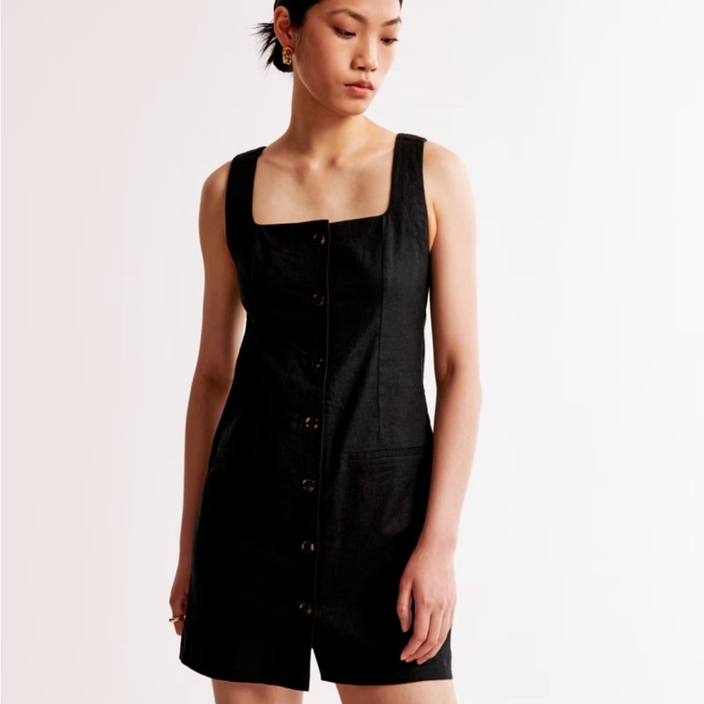Abercrombie & Fitch Mara Squareneck Linen-Blend Vest Mini Dress
